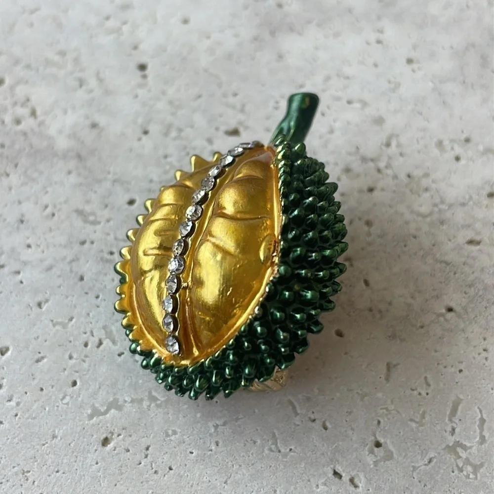 MACY'S Durian fruit pin gold tone